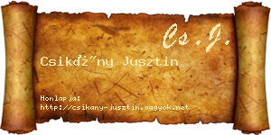 Csikány Jusztin névjegykártya